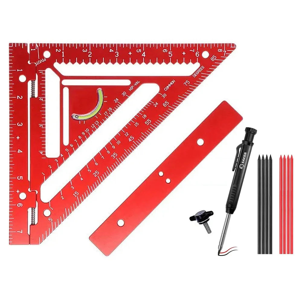 Innovative Rafter Square Tool | Durable Aerospace Aluminum, Smart Bubble Level & Fast Repetitive Markings for Carpenters and Metal Workers