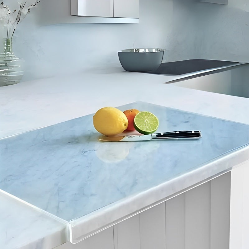 Clear Cutting Board with Counter Lip | Food-Grade Acrylic, Non-Slip & Ideal for Stylish Kitchen Prep and Serving