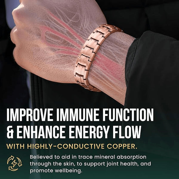 3x Strength Copper Magnetic Bracelet for Men | Adjustable, Waterproof & Ideal for Pain Relief and Improved Circulation