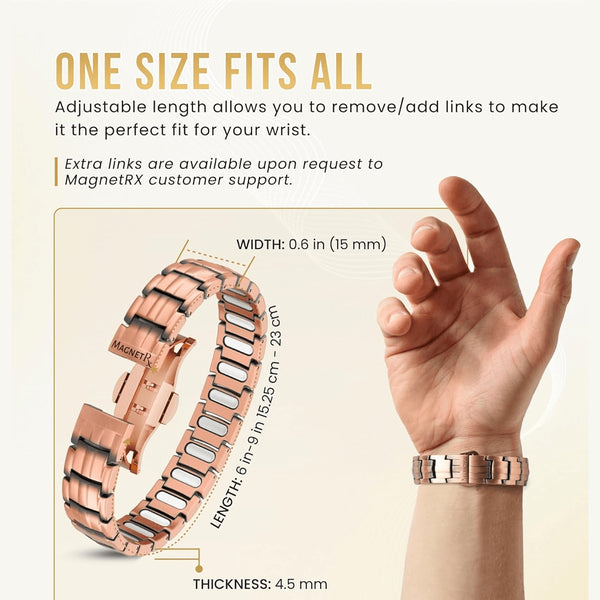 3x Strength Copper Magnetic Bracelet for Men | Adjustable, Waterproof & Ideal for Pain Relief and Improved Circulation