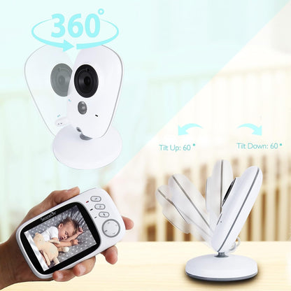 Digital baby monitor with 2.4G wireless, 3.2-inch LCD, 2-way audio talk, night vision, and surveillance for baby security.