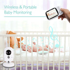 Digital baby monitor with 2.4G wireless, 3.2-inch LCD, 2-way audio talk, night vision, and surveillance for baby security.