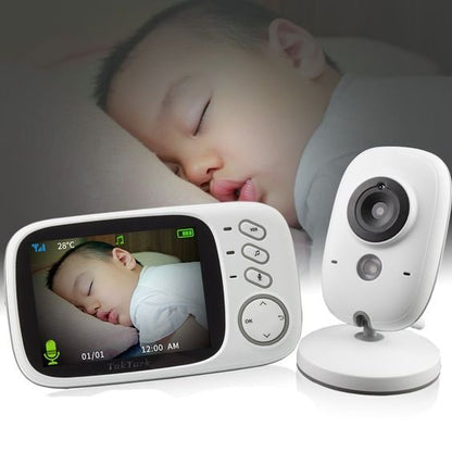 Digital baby monitor with 2.4G wireless, 3.2-inch LCD, 2-way audio talk, night vision, and surveillance for baby security.