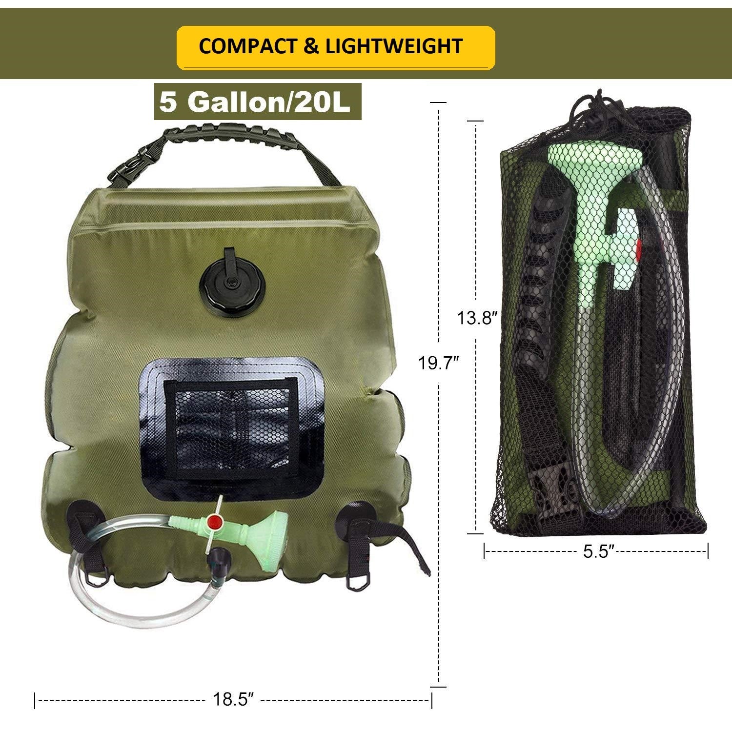 Portable Solar Shower Bag - Outdoor Camping Heating Shower for Hiking, Beach, and Travel Use