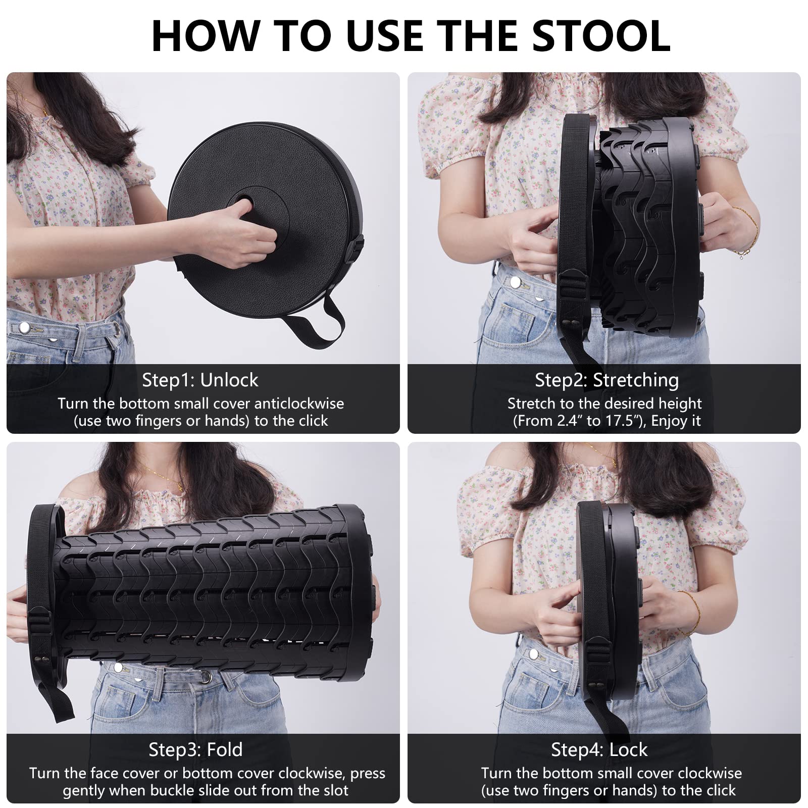 Collapsible Camping Stool - Portable Folding Stool for Outdoor Activities, Hiking, Fishing, and Travel