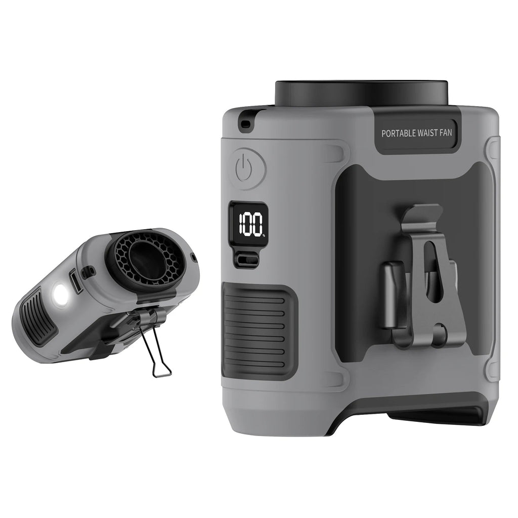 10000mAh Portable Waist Fan | Turbocharged Airflow, LED Light & Power Bank for Outdoor Activities and Sports Enthusiasts