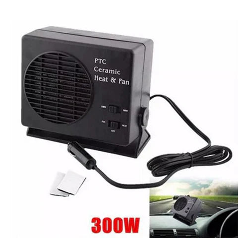 12V Ceramic Car Heater | 150W-300W, Portable with Heat & Fan Settings for Winter Use in All Vehicles