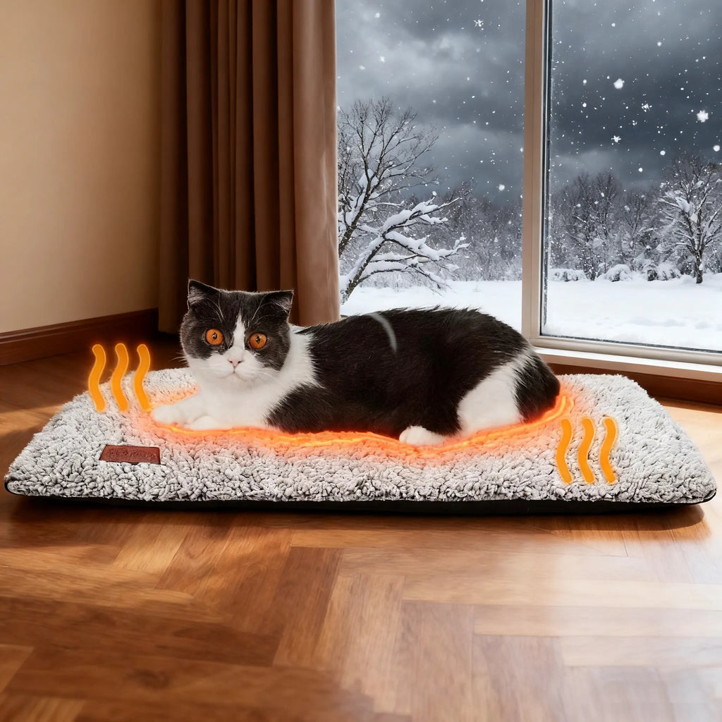 Self-Warming Cat Bed | Thermal Heated Mat for Indoor & Outdoor Comfort