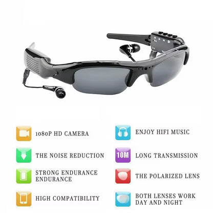 Camera Glasses | 1080P Video  – Stylish Polarized Lenses | Discreet Video Recording Eyewear for Surveillance