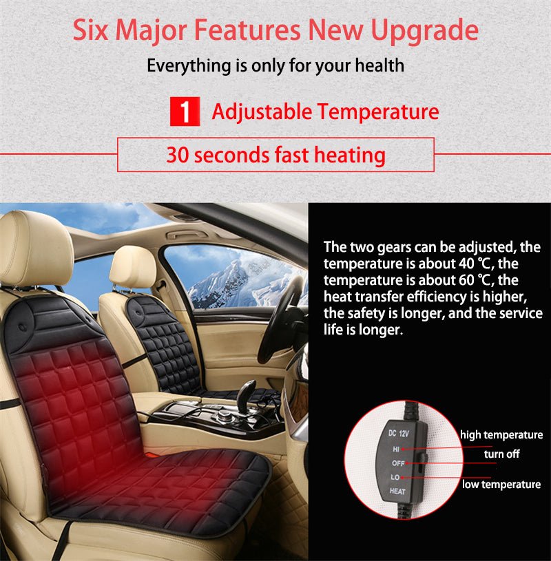 Heated Car Seat Cushion | Intelligent Temperature Control, Anti-Skid & Cozy Plush Fabric for Winter Driving