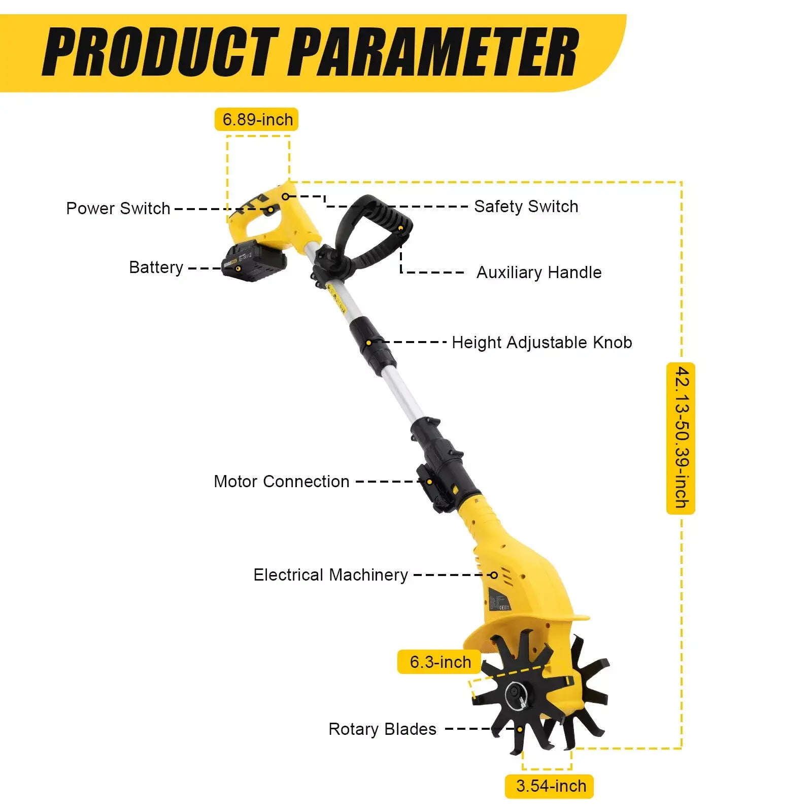 Electric Cordless Tiller Cultivator for Gardening and Soil Preparation - Lightweight, Battery-Powered Tool for Easy Weeding and Aeration