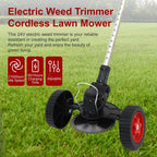 Cordless 3-in-1 Weed Wacker: Electric Grass Trimmer with Steel Blades & Wheels, Ideal for Tall Grass