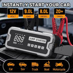 Portable 4-in-1 Jump Starter with Air Pump, Battery Booster, and USB Charger for Cars, Trucks, and Emergency Use