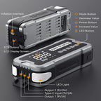Portable 4-in-1 Jump Starter with Air Pump, Battery Booster, and USB Charger for Cars, Trucks, and Emergency Use