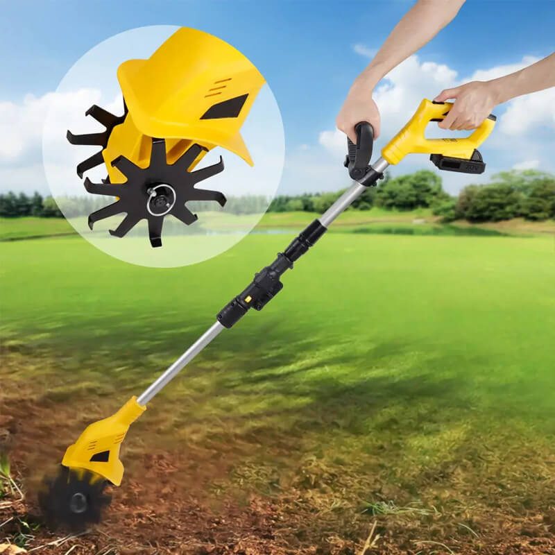 Electric Cordless Tiller Cultivator for Gardening and Soil Preparation - Lightweight, Battery-Powered Tool for Easy Weeding and Aeration