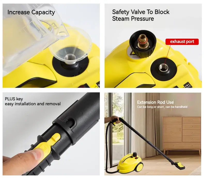 Steam Cleaner for Home & Car - Multi-Purpose High-Pressure Cleaning Machine with Attachments for Upholstery & Hard Surfaces