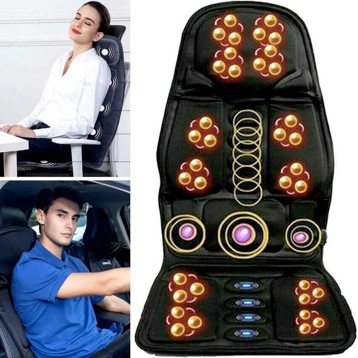 8-Mode Heated Massage Chair Pad | Customizable Relief for Back, Neck & Shoulders at Home or in Car