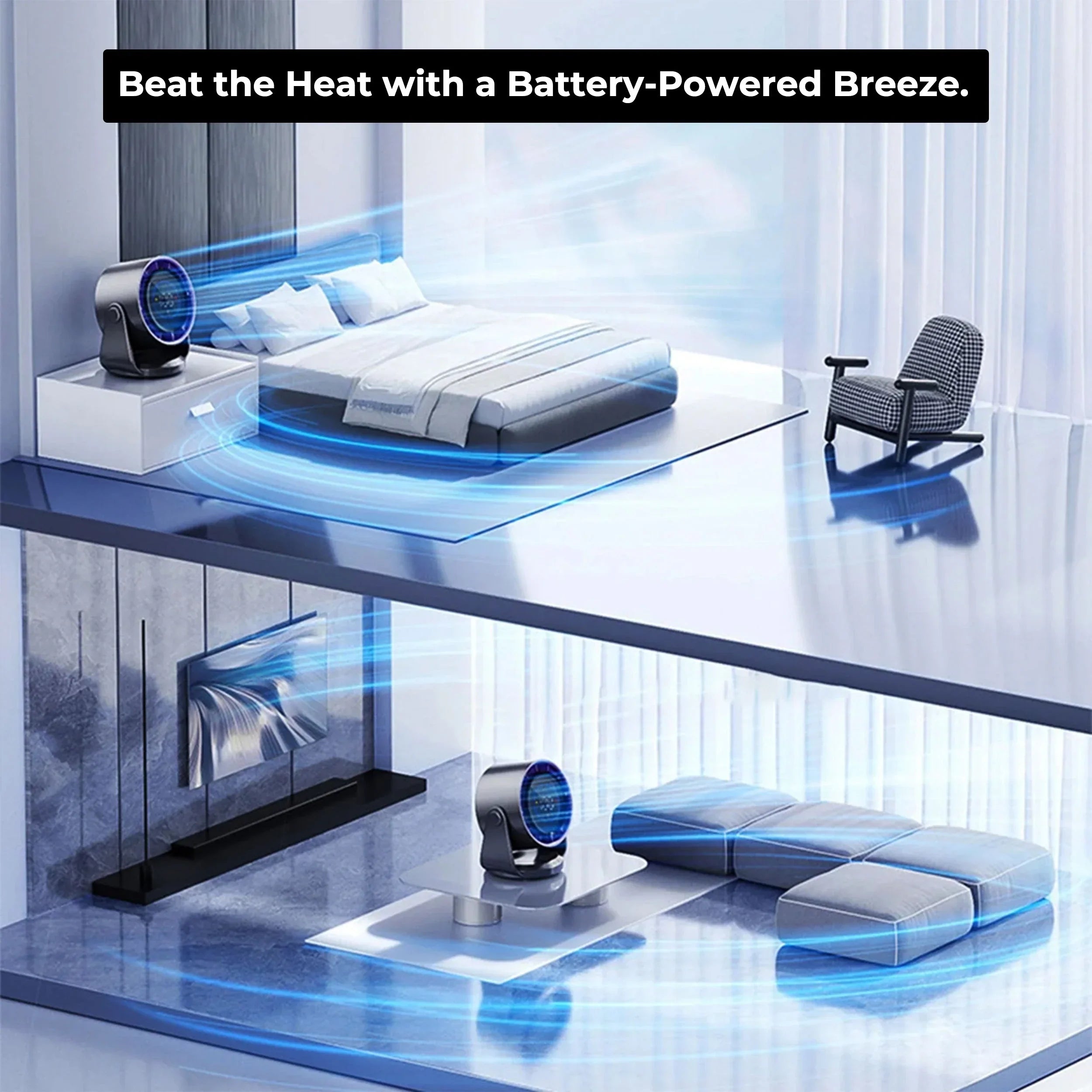 Turbo Cool Portable Air Conditioner | Whisper-Quiet, Adjustable Breeze & Compact Design for Home, Office & Car Use