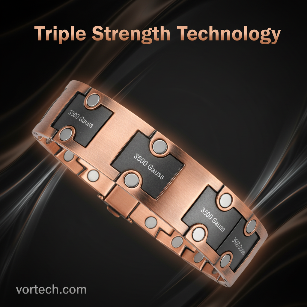 3x Strength Copper Magnetic Bracelet for Men | Adjustable, Waterproof & Ideal for Pain Relief and Improved Circulation