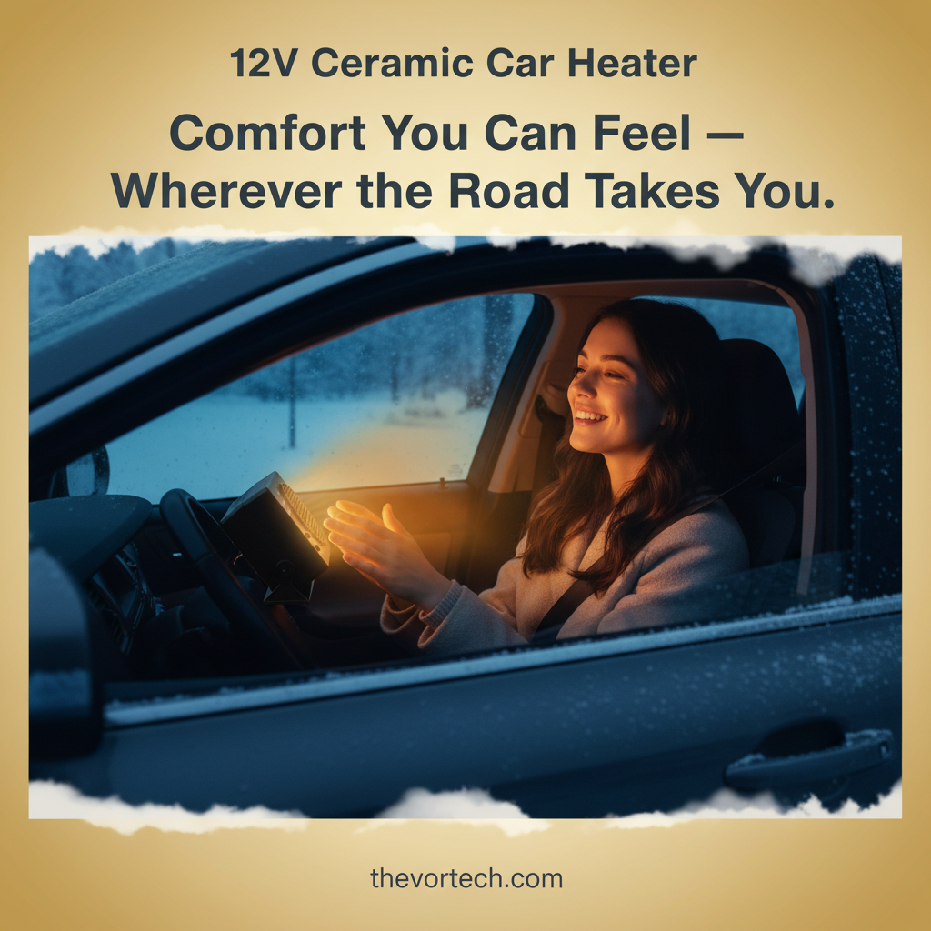 12V Ceramic Car Heater | 150W-300W, Portable with Heat & Fan Settings for Winter Use in All Vehicles