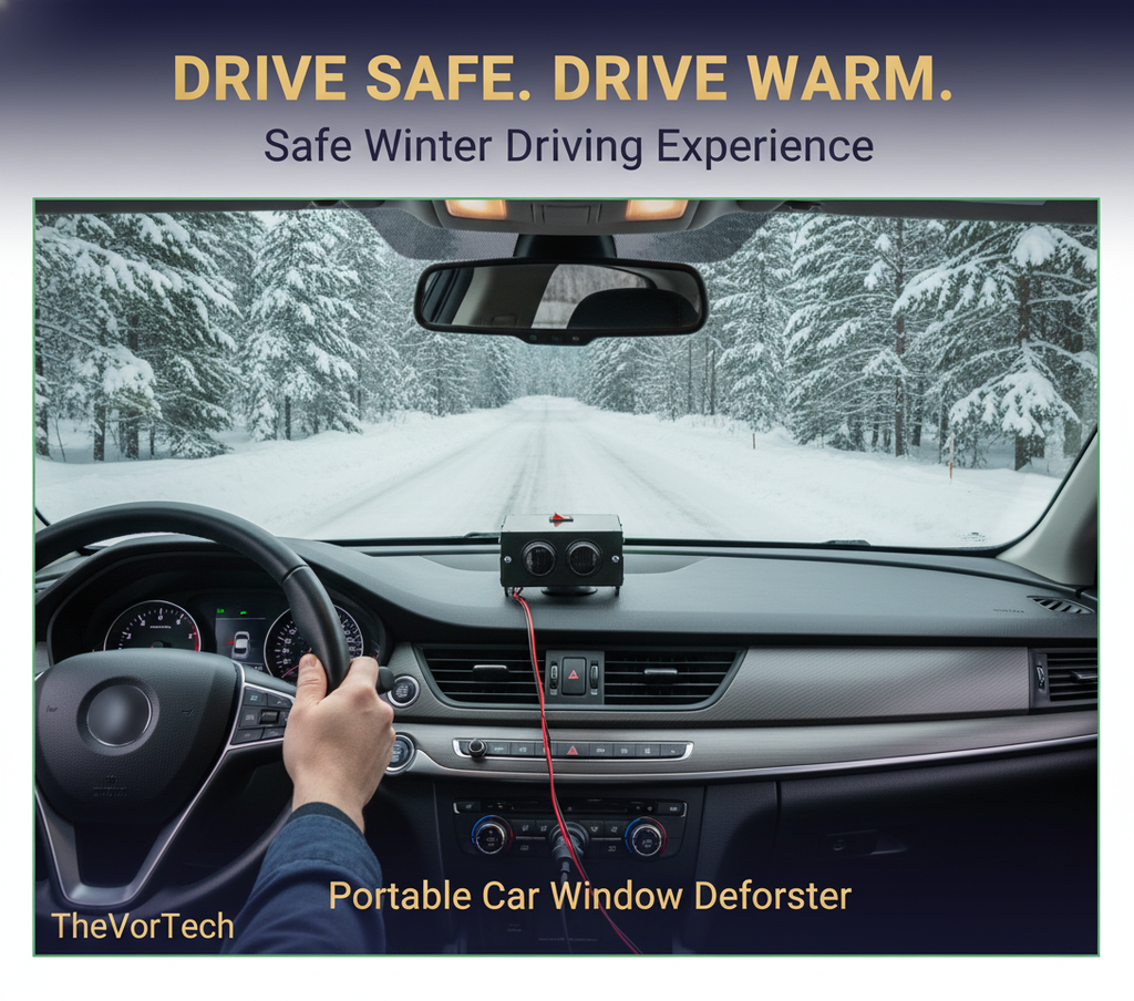 Portable Car Window Defroster | 12V-24V, Powerful Heat Motor & Compact Design for Winter Vehicle Heating