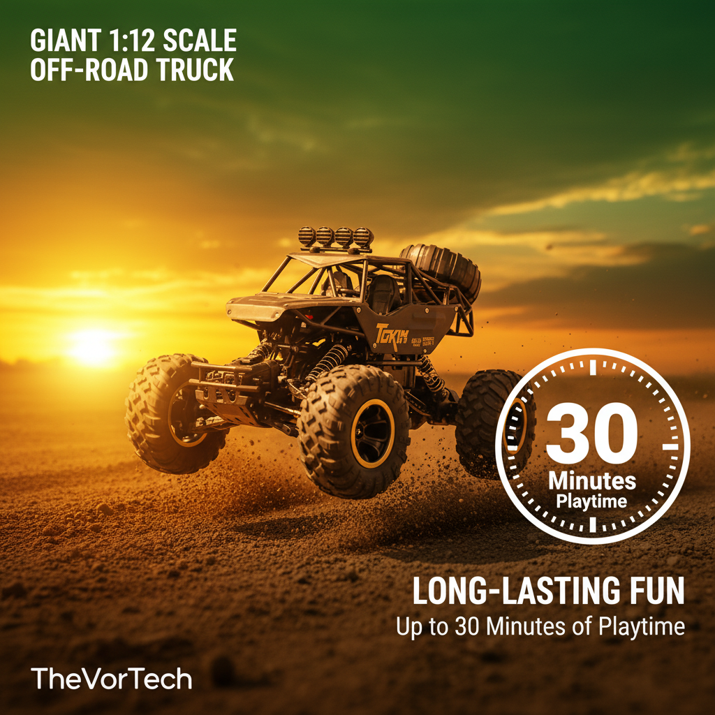 1:12 Scale Remote Control Truck for Kids | Large 4WD Off Road RC Car