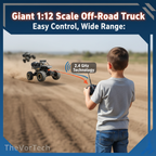 1:12 Scale Remote Control Truck for Kids | Large 4WD Off Road RC Car