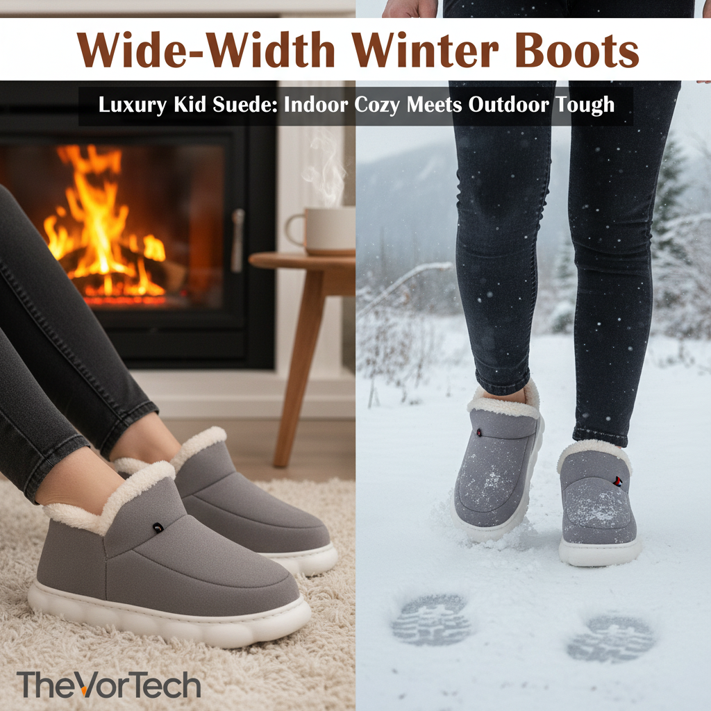 Women’s Extra-Wide 4E Winter Boots | Waterproof Kid Suede with Plush Thermal Lining and Anti-Skid Platform