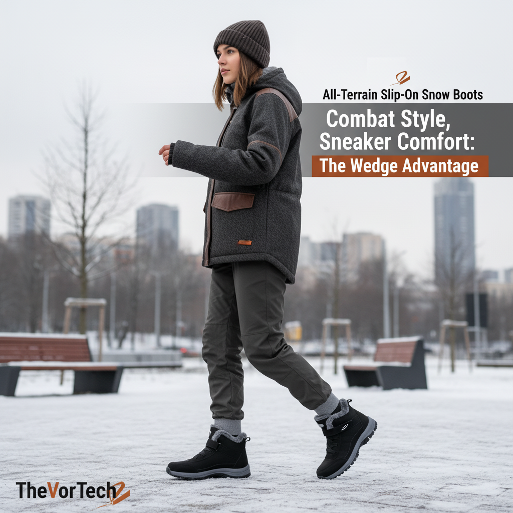 Women’s Waterproof Slip-On Snow Boots | Anti-Slip TPR Traction with Thermal Plush Lining and All-Terrain Wedge Support
