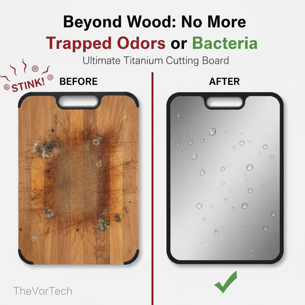 Titanium Cutting Board with Juice Grooves | Non-Absorbent Dual-Sided Surface, Odor-Free and Dishwasher Safe for Professional Hygiene