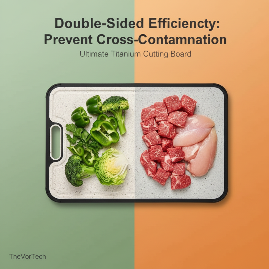 Titanium Cutting Board with Juice Grooves | Non-Absorbent Dual-Sided Surface, Odor-Free and Dishwasher Safe for Professional Hygiene