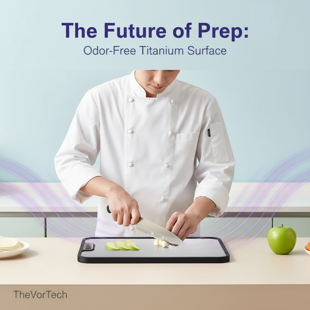 Titanium Cutting Board with Juice Grooves | Non-Absorbent Dual-Sided Surface, Odor-Free and Dishwasher Safe for Professional Hygiene