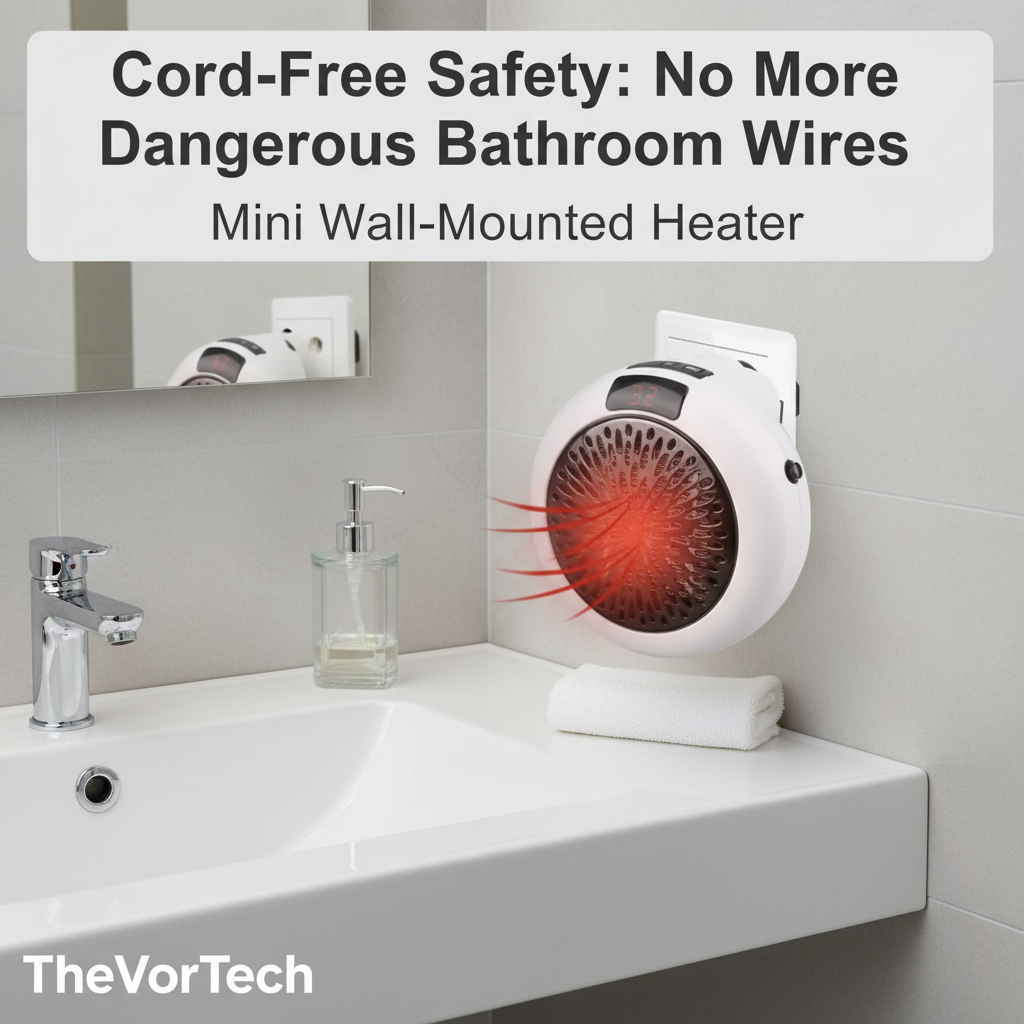 Mini Wall-Mounted Bathroom Heater | 3-Second Rapid PTC Ceramic Heat with Remote Control and Energy-Saving Timer