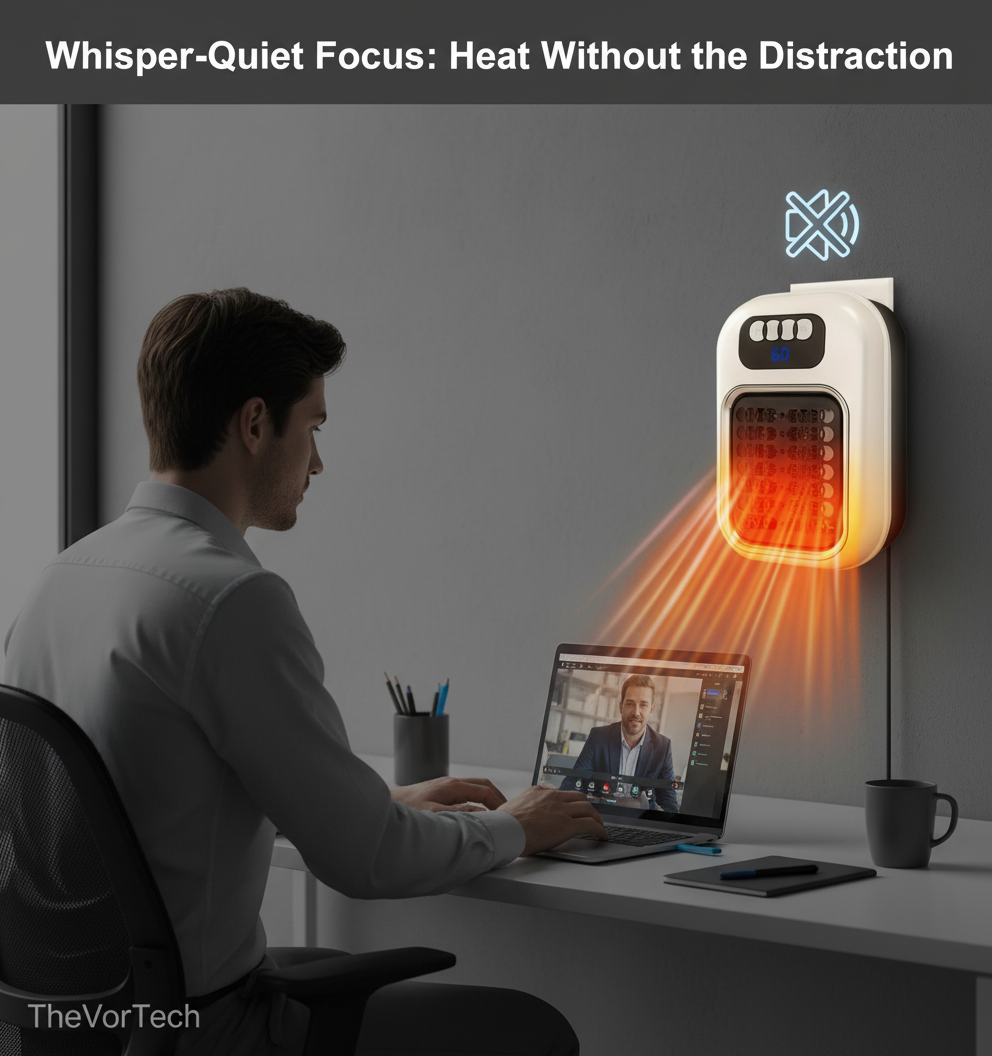 Portable Office Wall Heater | Space-Saving Silent Ceramic Heat with Remote Control and Intelligent Desktop Climate Control