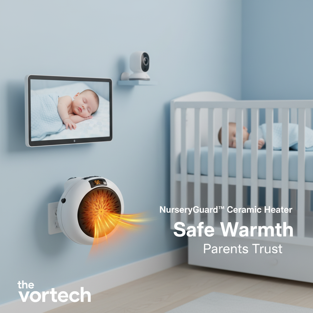 Silent Nursery Wall Plug Heater | Whisper-Quiet PTC Ceramic Warmer with 12H Timer & Overheat Safety for Baby Rooms