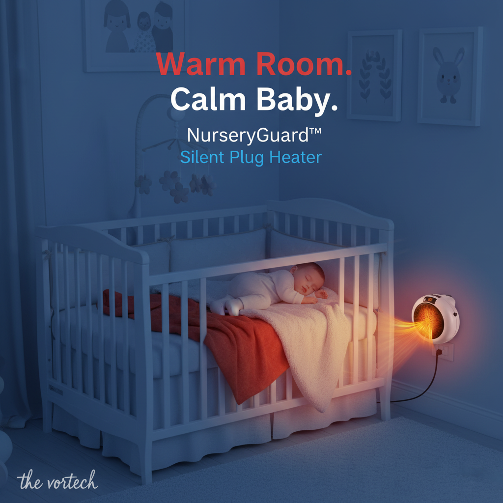 Silent Nursery Wall Plug Heater | Whisper-Quiet PTC Ceramic Warmer with 12H Timer & Overheat Safety for Baby Rooms