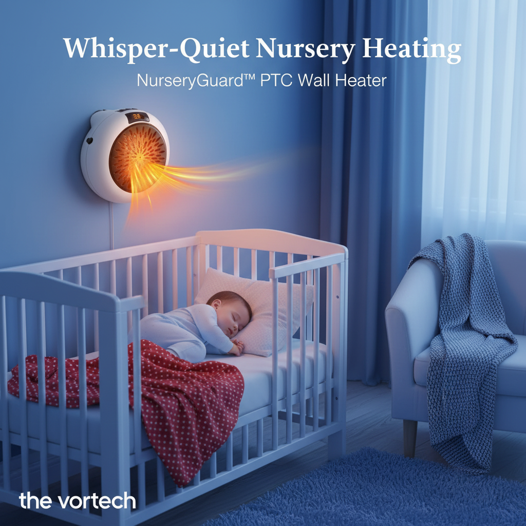 Silent Nursery Wall Plug Heater | Whisper-Quiet PTC Ceramic Warmer with 12H Timer & Overheat Safety for Baby Rooms