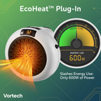 Low Energy Plug-In Wall Heater | 600W Eco-Friendly PTC Ceramic Space Warmer with Digital Thermostat & 12H Timer