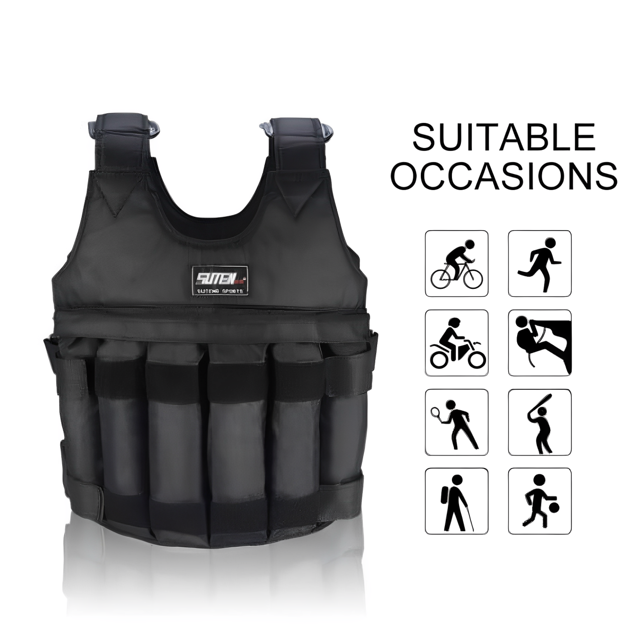 Adjustable 110 Pound Weighted Vest for Strength Training, Fitness, and Weightlifting Workouts