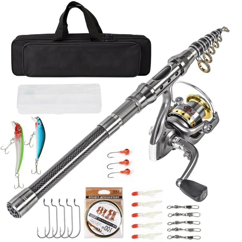 Carbon Fiber Telescopic Fishing Rod and Reel Combo - Lightweight Saltwater & Freshwater Fishing Gear for Anglers
