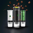 Portable Coffee Maker 3-in-1: Compact Espresso Machine with Built-in Grinder & Milk Frother for Home, Office, and Travel Use