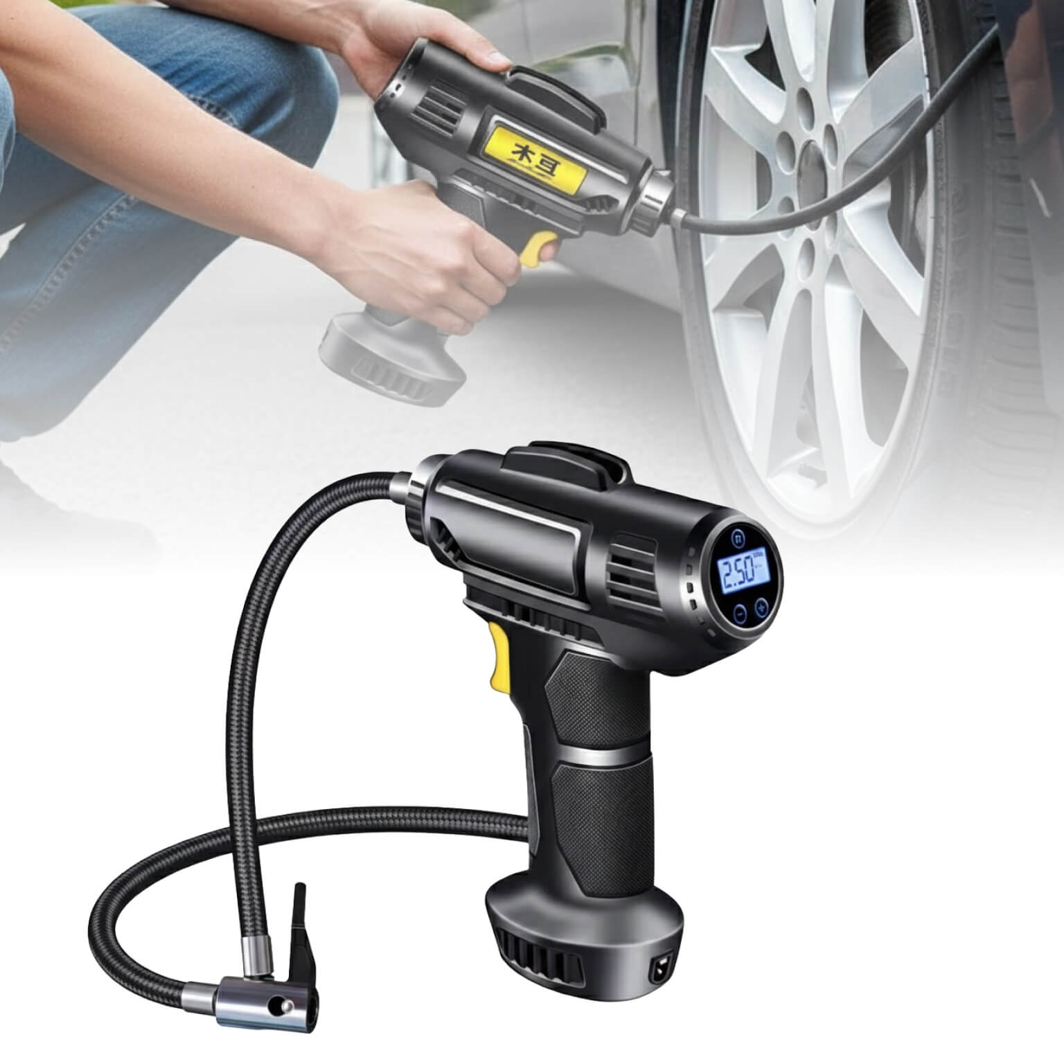 Portable 12V Tire Inflator – Air Compressor for Car & Bike