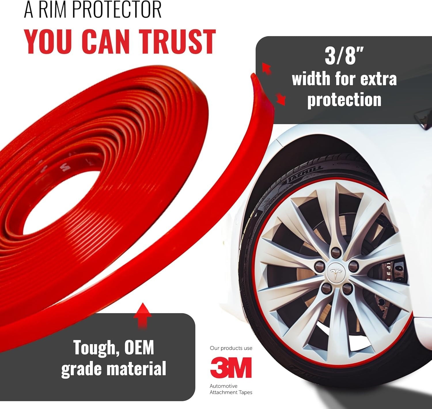 Rim Protection Strip | Weather-Resistant, DIY Installation & Universal Fit for Curb Rash Prevention on All Wheel Types
