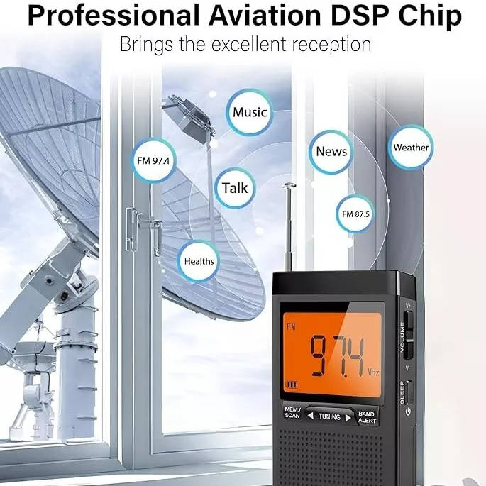 Portable AM FM Pocket Radio | Weather Alerts, Digital Tuning & Compact Design for Emergency Preparedness