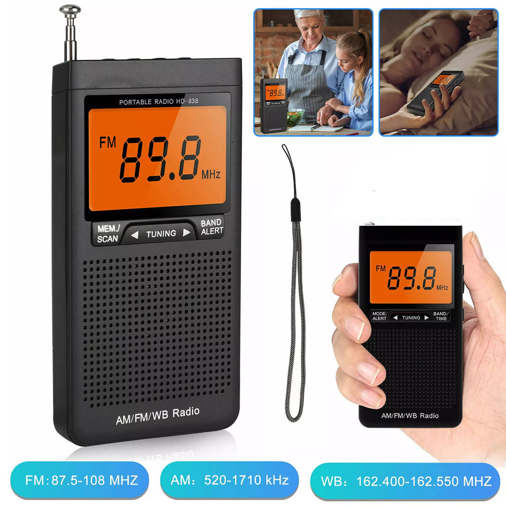 Portable AM FM Pocket Radio | Weather Alerts, Digital Tuning & Compact Design for Emergency Preparedness