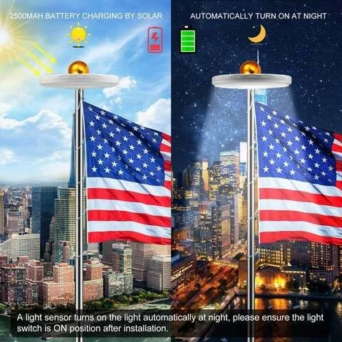 Solar-Powered Flagpole LED Lights – Shine Bright on Your Flag with Solar Efficiency All Night Long