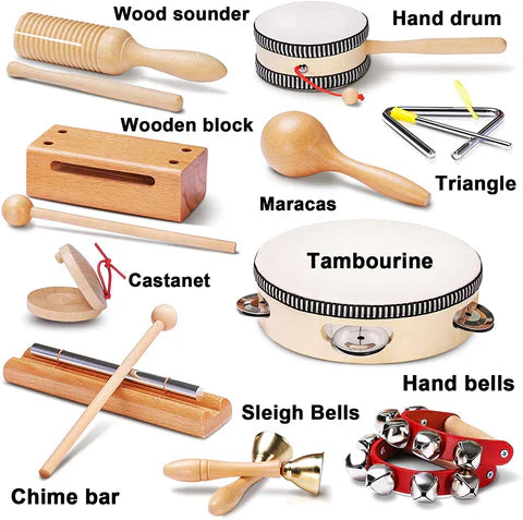Montessori Wooden Musical Instruments – Rhythm & Sensory Play | 10 Pieces