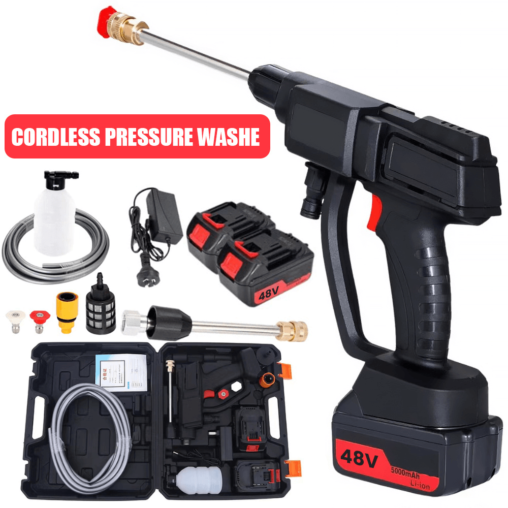 High-Pressure Cordless Washer with 2 Rechargeable Batteries for Outdoor Cleaning and Car Wash