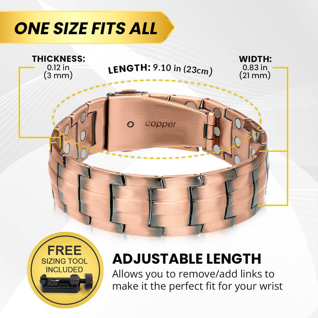 3x Strength Copper Magnetic Bracelet for Men | Adjustable, Waterproof & Ideal for Pain Relief and Improved Circulation