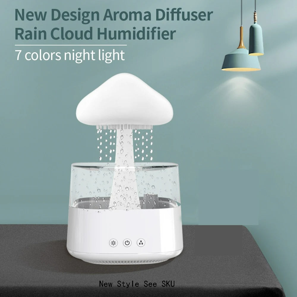 Rain Cloud Diffuser & Humidifier – Mushroom Relaxing Raindrop Mist for Home & Office